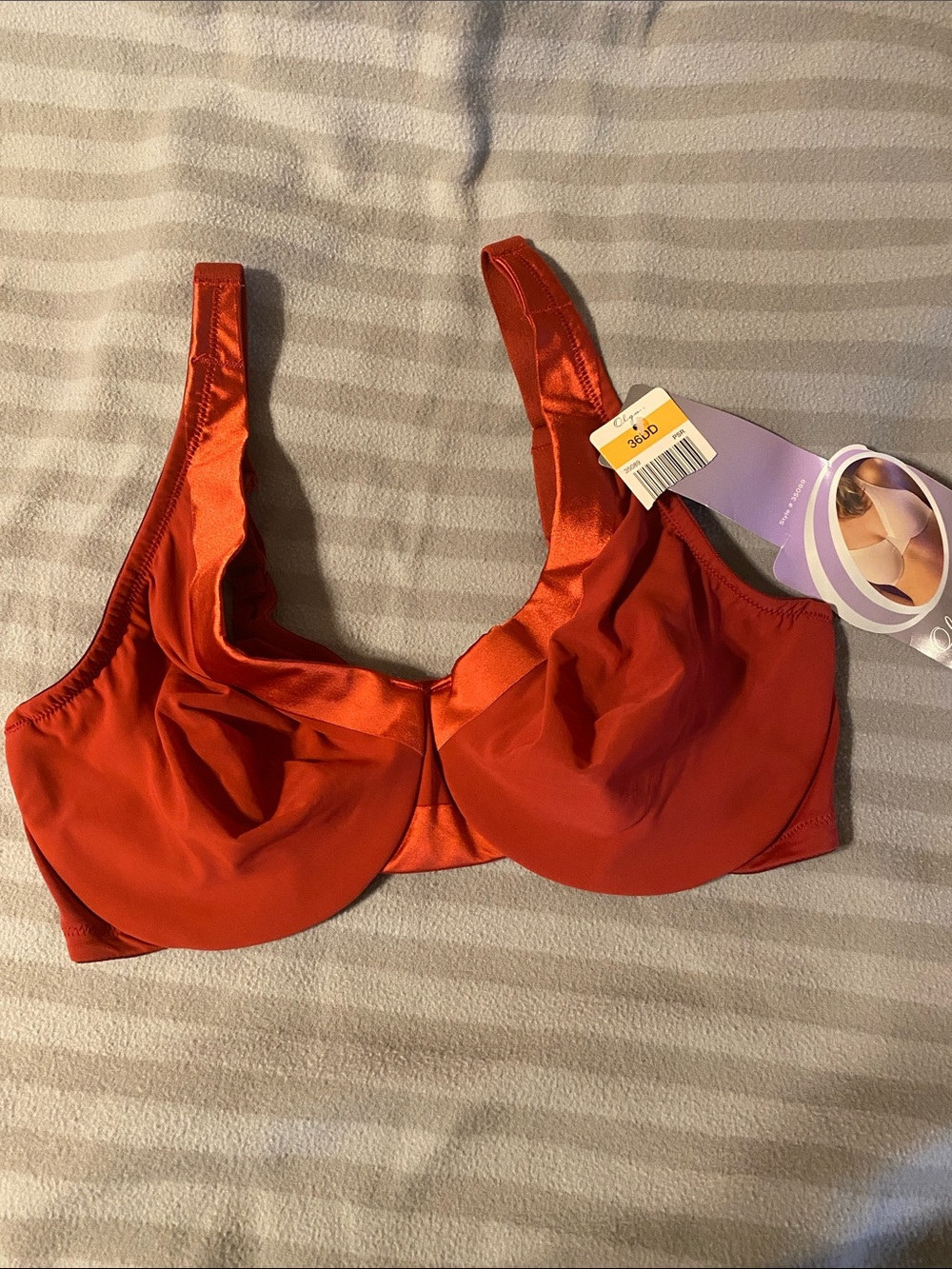Olga Orange-Red Satin Underwire Full Coverage Bra